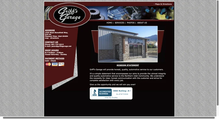 The original 2011 Griff's Garage website