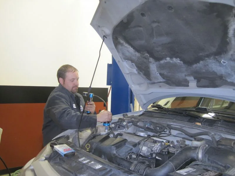 Jason working under the hood at Griff's Garage
